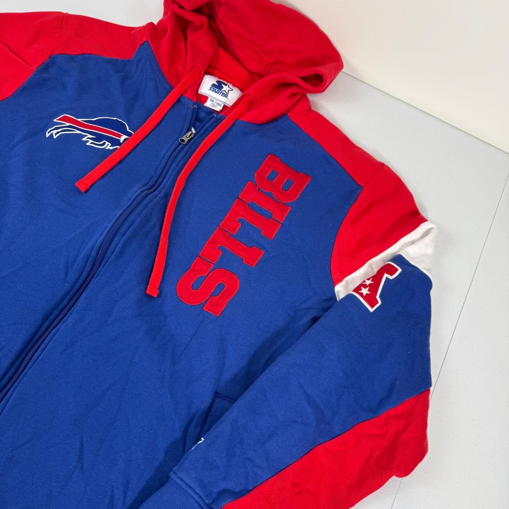 Starter Buffalo Bills Full Zip Hoodie Mens 3XL Blue Red Embroidered NFL Jacket